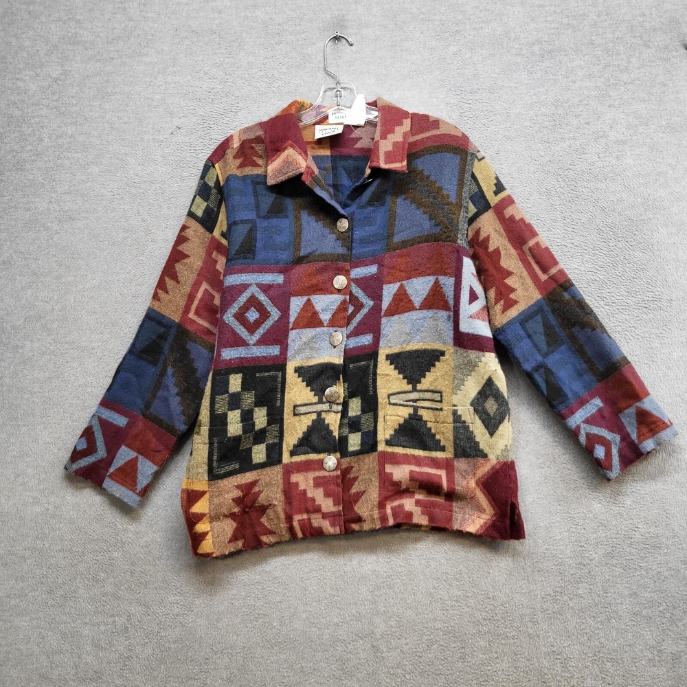 VINTAGE Koret Women Jacket Medium Petite Aztec Button Monterey